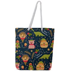 Colorful-funny-christmas-pattern Merry Christmas Xmas Full Print Rope Handle Tote (large) by Amaryn4rt