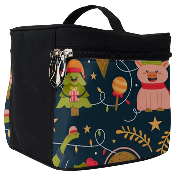 Colorful-funny-christmas-pattern Merry Christmas Xmas Make Up Travel Bag (Big)