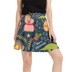 Colorful-funny-christmas-pattern Merry Christmas Xmas Waistband Skirt by Amaryn4rt