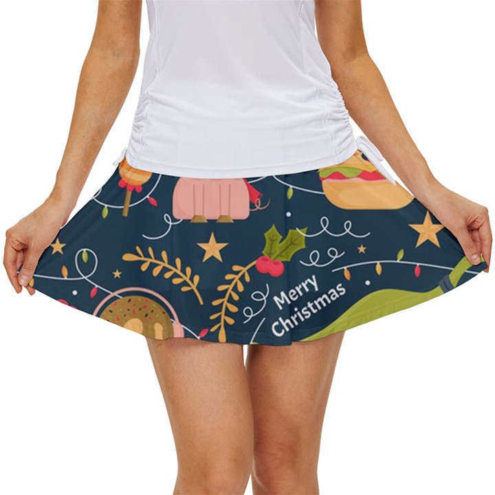 Colorful-funny-christmas-pattern Merry Christmas Xmas Women s Skort