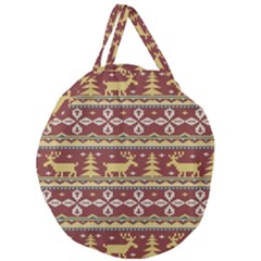 Beautiful-knitted-christmas-pattern Xmas Giant Round Zipper Tote by Amaryn4rt