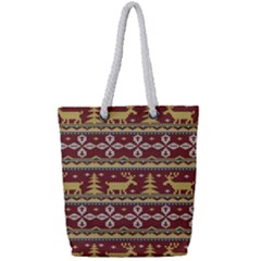 Beautiful-knitted-christmas-pattern Xmas Full Print Rope Handle Tote (small) by Amaryn4rt