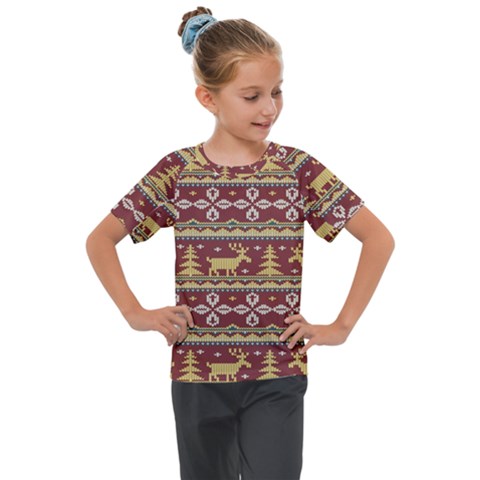 Beautiful-knitted-christmas-pattern Xmas Kids  Mesh Piece T-shirt by Amaryn4rt