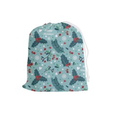 Seamless-pattern-with-berries-leaves Drawstring Pouch (large) by Amaryn4rt