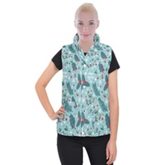 Seamless-pattern-with-berries-leaves Women s Button Up Vest by Amaryn4rt