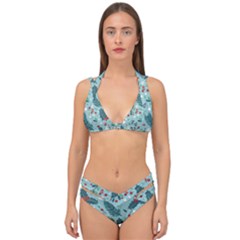 Seamless-pattern-with-berries-leaves Double Strap Halter Bikini Set by Amaryn4rt