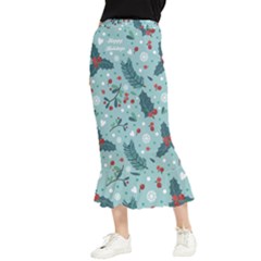 Seamless-pattern-with-berries-leaves Maxi Fishtail Chiffon Skirt by Amaryn4rt