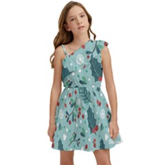 Seamless-pattern-with-berries-leaves Kids  One Shoulder Party Dress by Amaryn4rt