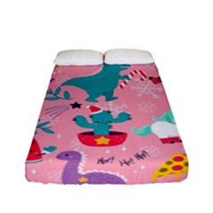 Colorful-funny-christmas-pattern Ho Ho Ho Fitted Sheet (full/ Double Size) by Amaryn4rt