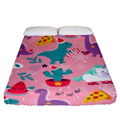 Colorful-funny-christmas-pattern Ho Ho Ho Fitted Sheet (queen Size) by Amaryn4rt