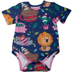 Funny-animal Christmas-pattern Baby Short Sleeve Bodysuit by Amaryn4rt