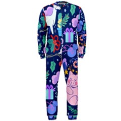 Colorful-funny-christmas-pattern Pig Animal Onepiece Jumpsuit (men) by Amaryn4rt