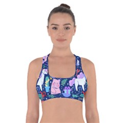 Colorful-funny-christmas-pattern Pig Animal Cross Back Sports Bra by Amaryn4rt