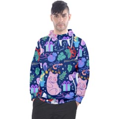 Colorful-funny-christmas-pattern Pig Animal Men s Pullover Hoodie by Amaryn4rt