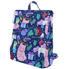 Colorful-funny-christmas-pattern Pig Animal Flap Top Backpack by Amaryn4rt