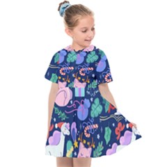 Colorful-funny-christmas-pattern Pig Animal Kids  Sailor Dress by Amaryn4rt