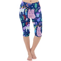 Colorful-funny-christmas-pattern Pig Animal Lightweight Velour Cropped Yoga Leggings by Amaryn4rt