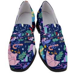 Colorful-funny-christmas-pattern Pig Animal Women s Chunky Heel Loafers by Amaryn4rt