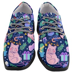 Colorful-funny-christmas-pattern Pig Animal Women Heeled Oxford Shoes by Amaryn4rt