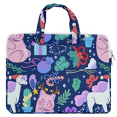 Colorful-funny-christmas-pattern Pig Animal Macbook Pro 13  Double Pocket Laptop Bag by Amaryn4rt