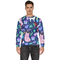 Colorful-funny-christmas-pattern Pig Animal Men s Fleece Sweatshirt by Amaryn4rt