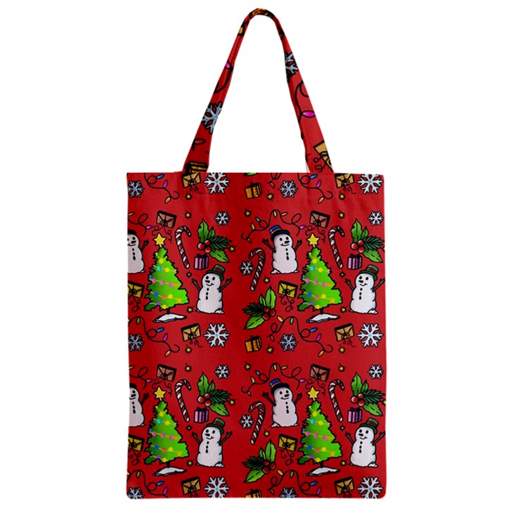 Santa Snowman Gift Holiday Christmas Cartoon Zipper Classic Tote Bag