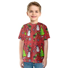 Santa Snowman Gift Holiday Christmas Cartoon Kids  Sport Mesh T-Shirt