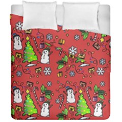 Santa Snowman Gift Holiday Christmas Cartoon Duvet Cover Double Side (California King Size)