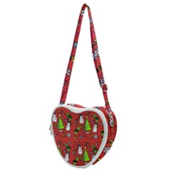 Santa Snowman Gift Holiday Christmas Cartoon Heart Shoulder Bag