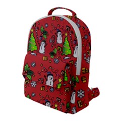 Santa Snowman Gift Holiday Christmas Cartoon Flap Pocket Backpack (Large)