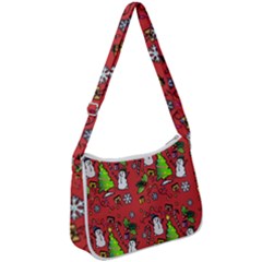 Santa Snowman Gift Holiday Christmas Cartoon Zip Up Shoulder Bag