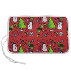 Santa Snowman Gift Holiday Christmas Cartoon Pen Storage Case (L)