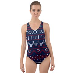 Christmas-concept-with-knitted-pattern Cut-out Back One Piece Swimsuit by Amaryn4rt