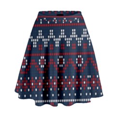 Christmas-concept-with-knitted-pattern High Waist Skirt