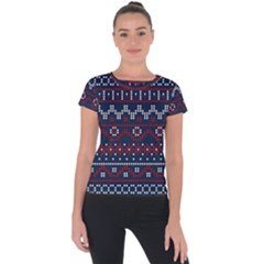 Christmas-concept-with-knitted-pattern Short Sleeve Sports Top  by Amaryn4rt