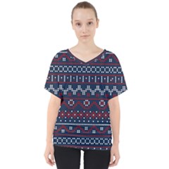 Christmas-concept-with-knitted-pattern V-neck Dolman Drape Top by Amaryn4rt