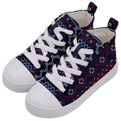 Christmas-concept-with-knitted-pattern Kids  Mid-top Canvas Sneakers by Amaryn4rt