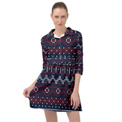 Christmas-concept-with-knitted-pattern Mini Skater Shirt Dress by Amaryn4rt