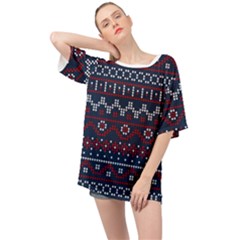 Christmas-concept-with-knitted-pattern Oversized Chiffon Top by Amaryn4rt