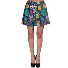 Colorful-funny-christmas-pattern  --- Skater Skirt by Amaryn4rt