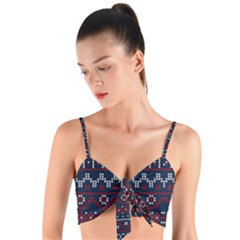 Christmas-concept-with-knitted-pattern Woven Tie Front Bralet by Amaryn4rt