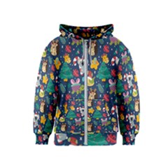 Colorful-funny-christmas-pattern  --- Kids  Zipper Hoodie by Amaryn4rt