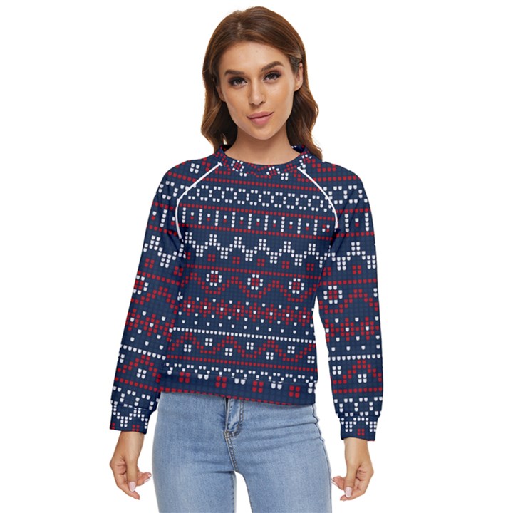 Christmas-concept-with-knitted-pattern Women s Long Sleeve Raglan T-Shirt