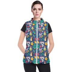 Colorful-funny-christmas-pattern  --- Women s Puffer Vest