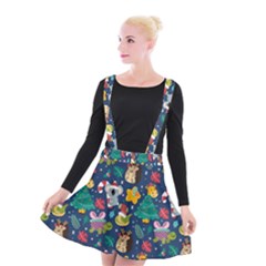 Colorful-funny-christmas-pattern  --- Suspender Skater Skirt by Amaryn4rt