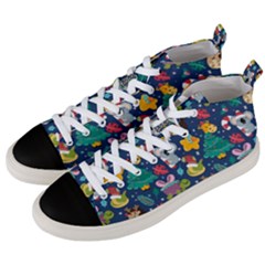 Colorful-funny-christmas-pattern  --- Men s Mid-top Canvas Sneakers by Amaryn4rt