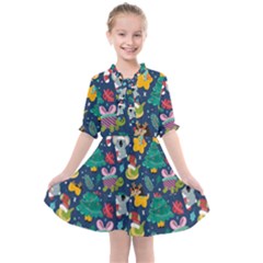 Colorful-funny-christmas-pattern  --- Kids  All Frills Chiffon Dress by Amaryn4rt