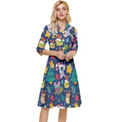 Colorful-funny-christmas-pattern  --- Classy Knee Length Dress by Amaryn4rt