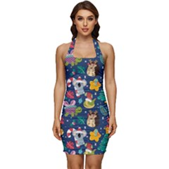 Colorful-funny-christmas-pattern  --- Sleeveless Wide Square Neckline Ruched Bodycon Dress by Amaryn4rt