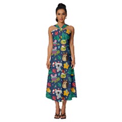 Colorful-funny-christmas-pattern  --- Sleeveless Cross Front Cocktail Midi Chiffon Dress by Amaryn4rt